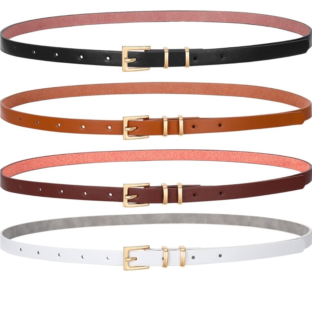 Elegant Women's Belt Set - Black, Brown, White -new